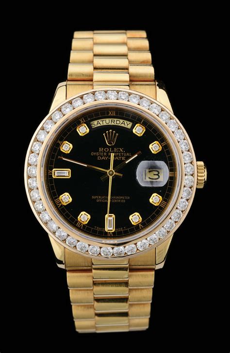 rolex watch black and gold|18k gold Rolex with diamonds.